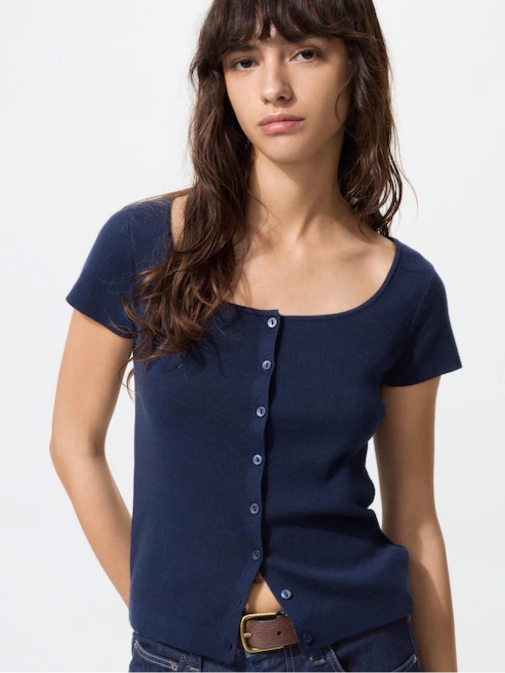 NWT Uniqlo round neck navy cardigan